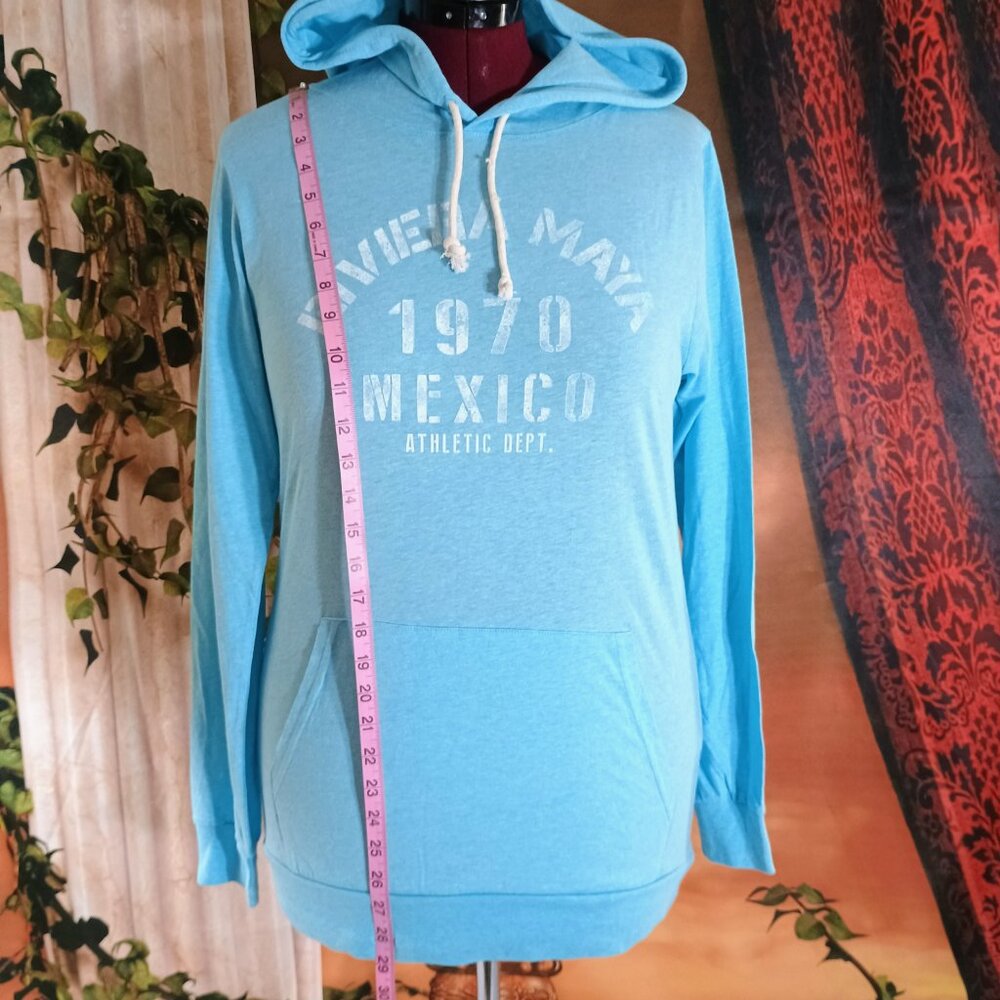 EUC Caribbean Side Sz XL Aqua Riviera Maya Mexico 1970 Athletic Graphic Hoodie - Picture 4 of 5